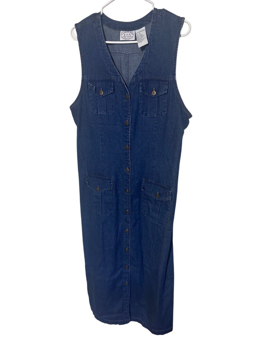 Carolina Blues cotton blue denim button up dress size 14